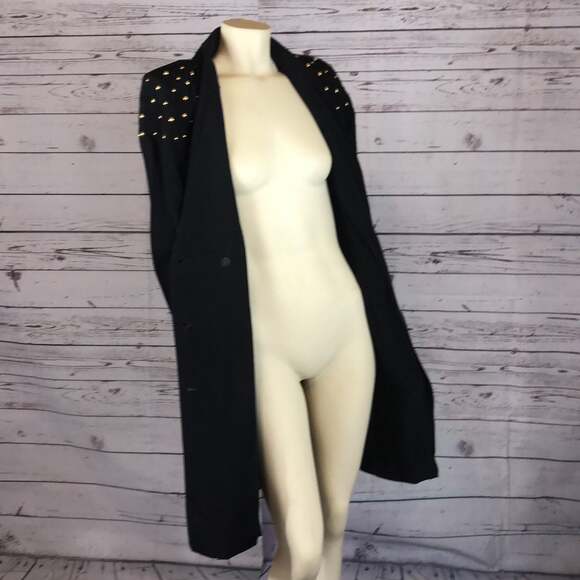 Vintage E.D. Michael by Melanie Drucker coat dress gold studs shawl collar 9-10 - Picture 10 of 12